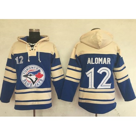 Blue Jays #12 Roberto Alomar Blue Sawyer Hooded Sweatshirt MLB Hoodie