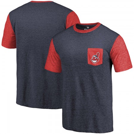 Men's Cleveland indians Branded Navy-Red Refresh Pocket T-Shirt