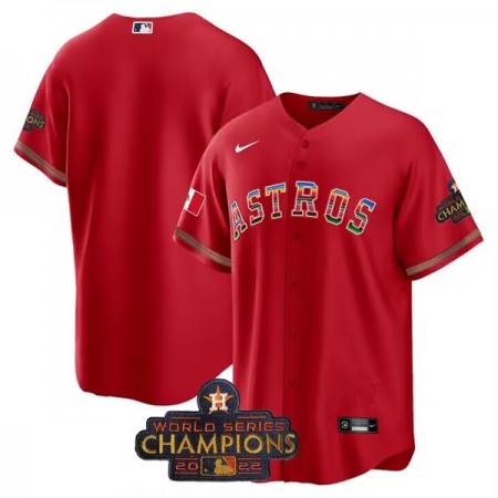 Men's Houston Astros ACTIVE Player Custom Red Mexico With World Serise Champions Patch Cool Base Stitched Baseball Jersey Men's Houston Astros ACTIVE Player Custom Red Mexico With World Serise Champions Patch Cool Base Stitched Baseball Jersey