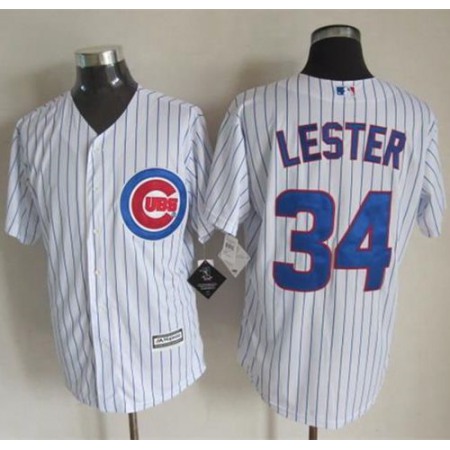 Cubs #34 Jon Lester White Strip New Cool Base Stitched MLB Jersey