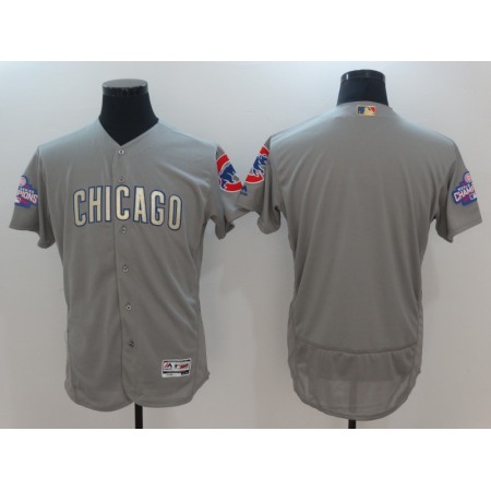 Men's Chicago Cubs Blank Gray World Series Champions Gold Program Flexbase Stitched MLB Jersey