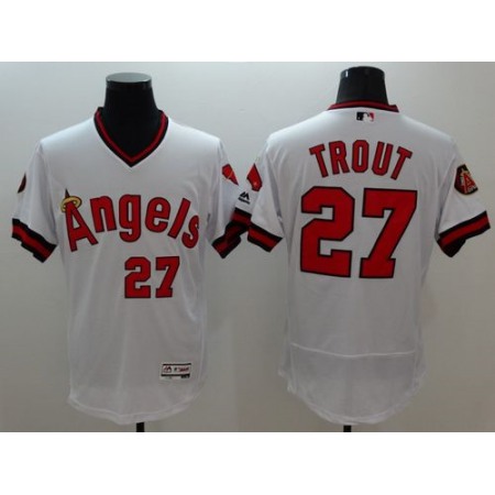 Angels of Anaheim #27 Mike Trout White Flexbase Authentic Collection Cooperstown Stitched MLB Jersey