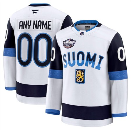Men's Finland Custom White 2025 4 Nations Face-Off Premium Stitched Jersey