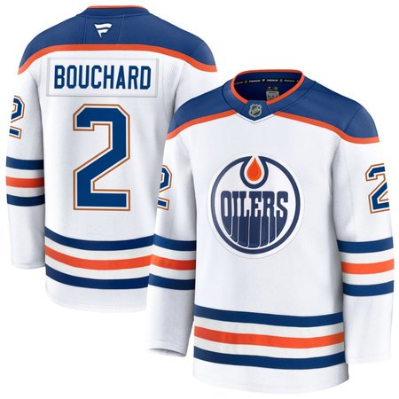 Men's Edmonton Oilers #2 Evan Bouchard White Away Premium Jersey