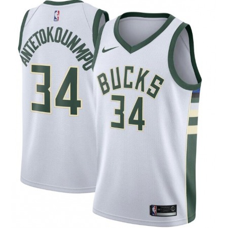 Men's Milwaukee Bucks #34 Giannis Antetokounmpo White Association Edition Stitched Swingman Jersey Men's Milwaukee Bucks #34 Giannis Antetokounmpo White Association Edition Stitched Swingman Jersey