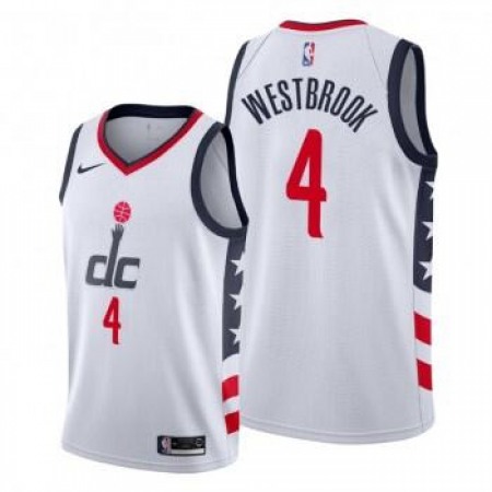 Men's Washington Wizards #4 Russell Westbrook White City Edition Stitched Jersey Men's Washington Wizards #4 Russell Westbrook White City Edition Stitched Jersey