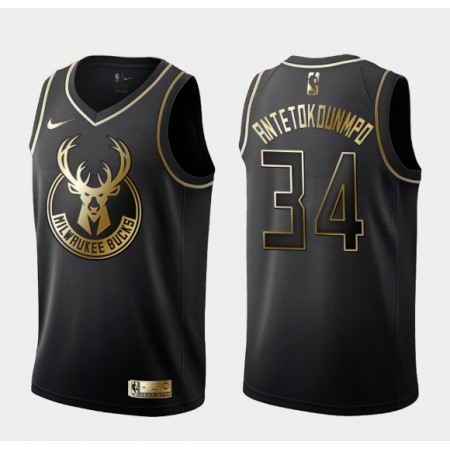 Men's Milwaukee Bucks #34 Giannis Antetokounmpo Black 2019 Golden Edition Stitched NBA Jersey Men's Milwaukee Bucks #34 Giannis Antetokounmpo Black 2019 Golden Edition Stitched NBA Jersey