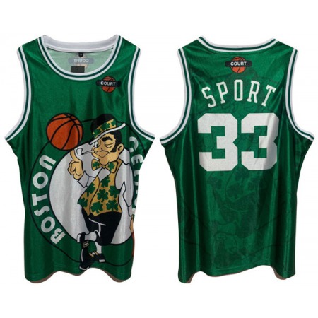 Men's Boston Celtics #33 Larry Bird Green Print Basketball Jersey