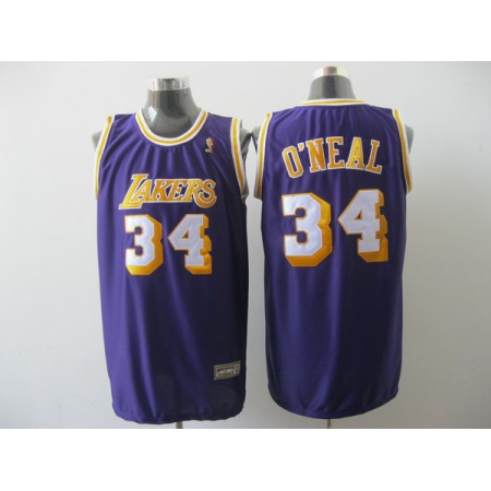 Mitchell And Ness Lakers #34 Shaquille O'Neal Purple Stitched NBA Jersey