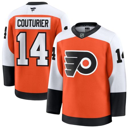 Men's Philadelphia Flyers #14 Sean Couturier Orange Home Premium Jersey