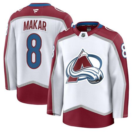 Men's Colorado Avalanche #8 Cale Makar White Away Premium Jersey
