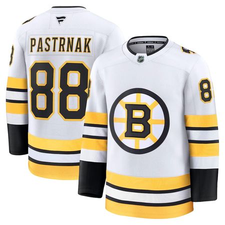 Men's Boston Bruins #88 David Pastrnak White Away Premium Player Jersey