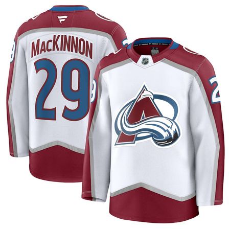 Men's Colorado Avalanche #29 Nathan MacKinnon White Away Premium Jersey