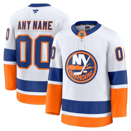 Men's New York Islanders White Away Premium Custom Jersey