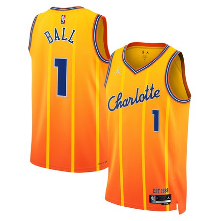 Men's Charlotte Hornets #1 LaMelo Ball Gold 2025/26 City Edition Swingman Jersey