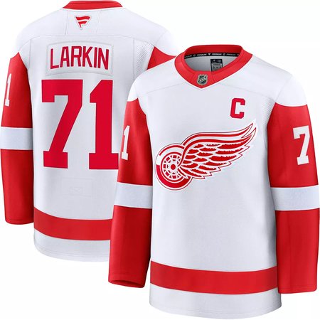 Men's Detroit Red Wings #71 Dylan Larkin White 2024-25 Stitched Premium Jersey