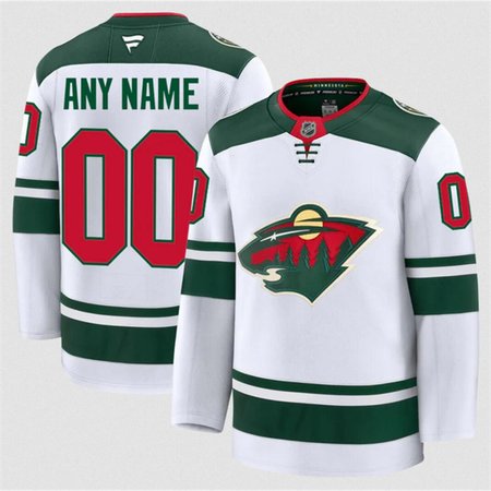Men's Minnesota Wild Custom White 2024-25 Away Stitched Hockey Premium Jersey