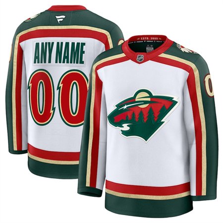 Men's Minnesota Wild Custom White 2025 25th Anniversary Hockey Premium Jersey