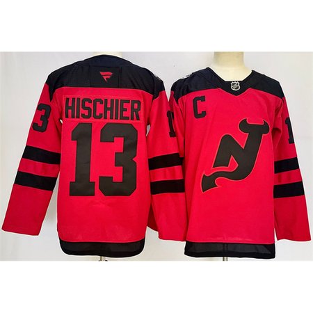 Youth New Jersey Devils #13 Nico Hischier Red 2024-25 With C Patch Stitched Hockey Jersey
