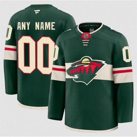 Men's Minnesota Wild Custom Green 2024-25 Home Stitched Hockey Premium Jersey