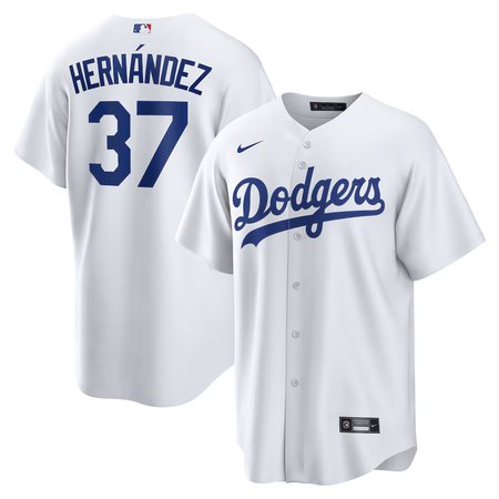 Men's Los Angeles Dodgers #37 Teoscar Hernandez White Home Replica Jersey