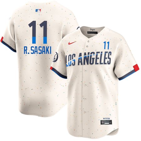 Men's Los Angeles Dodgers #11 Roki Sasaki Cream 2024 City Connect Limited Player Jersey