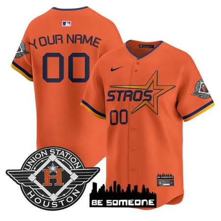 Men's Houston Astros Active Player Custom Orange 2025 City Connect Limited Stitched Baseball Jersey