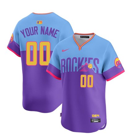 Men's Colorado Rockies Custom Nike Purple/Light Blue 2025 City Connect Elite Player Jersey
