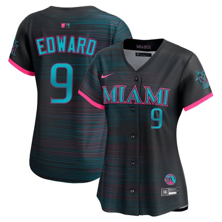 Women's Miami Marlins #9 Xavier Edwards Nike Black 2025 City Connect Limited Jersey