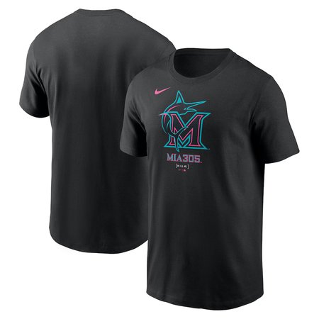 Men's Miami Marlins Nike Black 2025 City Connect Large Logo T-Shirt