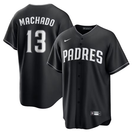 Men's San Diego Padres #13 Manny Machado Nike Black Lights Out Replica Player Jersey