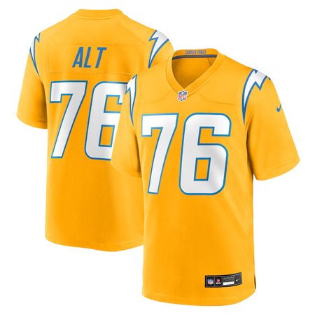 Men's Los Angeles Chargers #76 Joe Alt Nike Gold Alternate Charger Power Game Player Jersey
