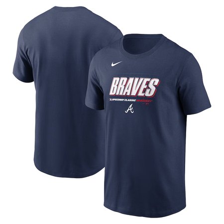 Men's Atlanta Braves Nike Navy 2025 MLB Speedway Classic Wordmark T-Shirt