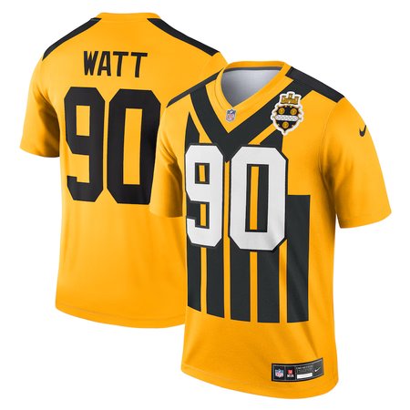 Youth Pittsburgh Steelers #90 T.J. Watt Nike Gold Alternate 1933 Throwback Legend Player Performance Top