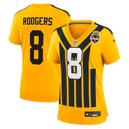 Women's Pittsburgh Steelers #8 Aaron Rodgers Nike Gold Alternate 1933 Throwback Game Jersey