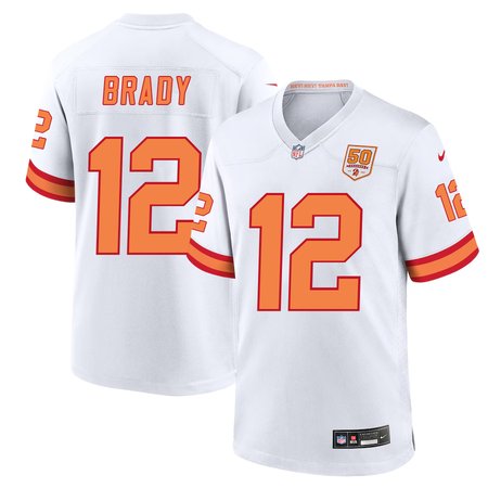 Men's '76 Tampa Bay Buccaneers #12 Tom Brady Nike White 50th Season Game Jersey