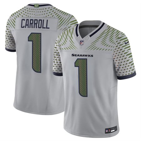 Men's Seattle Seahawks #1 Pete Carroll Gray Rivalries Collection F.U.S.E. Vapor Limited Stitched Jersey