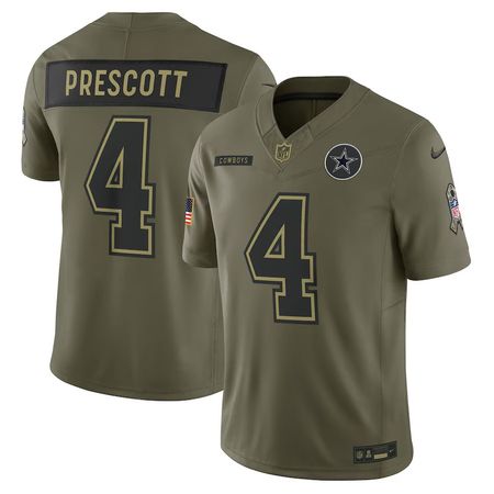 Men's Dallas Cowboys #4 Dak Prescott Nike Olive 2025 Salute to Service Limited Jersey