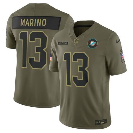 Youth Miami Dolphins #13 Dan Marino Nike Olive 2025 Salute to Service Retired Limited Jersey