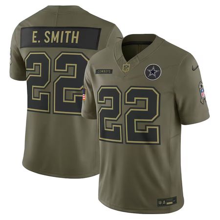 Youth Dallas Cowboys #22 Emmitt Smith Nike Olive 2025 Salute to Service Retired Limited Jersey