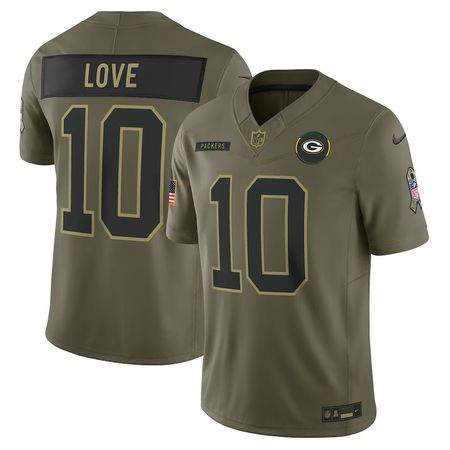 Youth Green Bay Packers #10 Jordan Love Nike Olive 2025 Salute to Service Limited Jersey