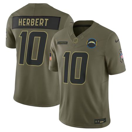 Men's Los Angeles Chargers #10 Justin Herbert Nike Olive 2025 Salute to Service Limited Jersey