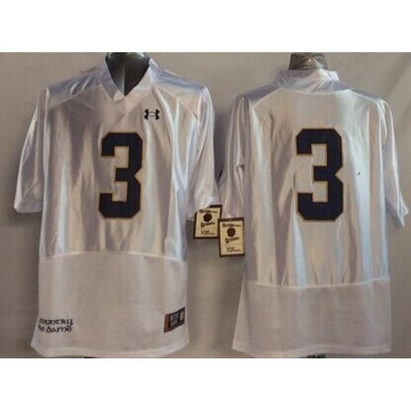 Youth Notre Dame Fighting Irish #3 Joe Montana White Stitched Jersey