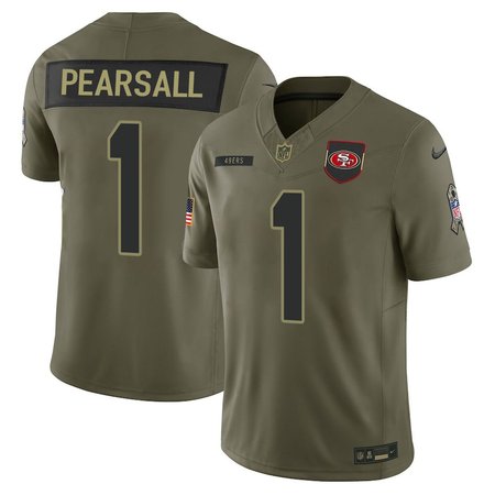 Men's San Francisco 49ers #1 Ricky Pearsall Nike Olive 2025 Salute to Service Retired Limited Jersey
