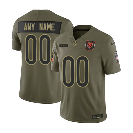 Men's Chicago Bears Custom Nike Olive 2025 Salute to Service Retired Limited Jersey