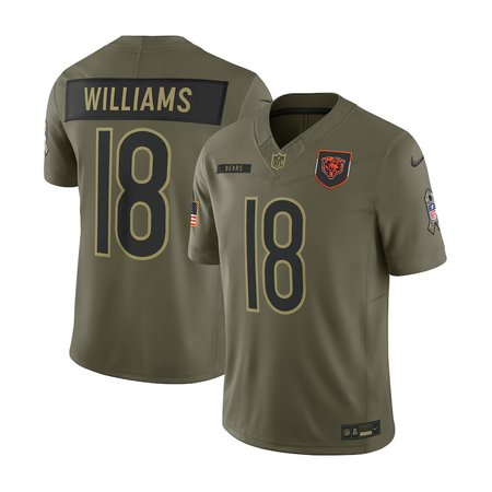 Men's Chicago Bears #18 Caleb Williams Nike Olive 2025 Salute to Service Retired Limited Jersey