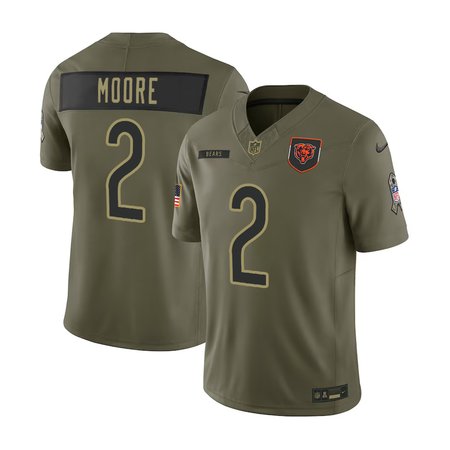 Men's Chicago Bears #2 D.J. Moore Nike Olive 2025 Salute to Service Retired Limited Jersey