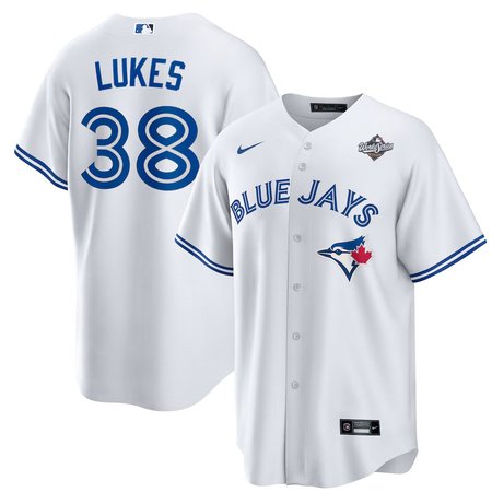 Youth Toronto Blue Jays #38 Nathan Lukes Nike 2025 World Series White Home Replica Jersey