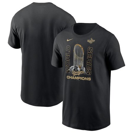 Men's Los Angeles Dodgers Nike Black 2025 World Series Champions Raise The Trophy T-Shirt