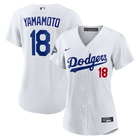 Women's Los Angeles Dodgers #18 Yoshinobu Yamamoto Nike White 2025 World Series Champions Home Limited Jersey
